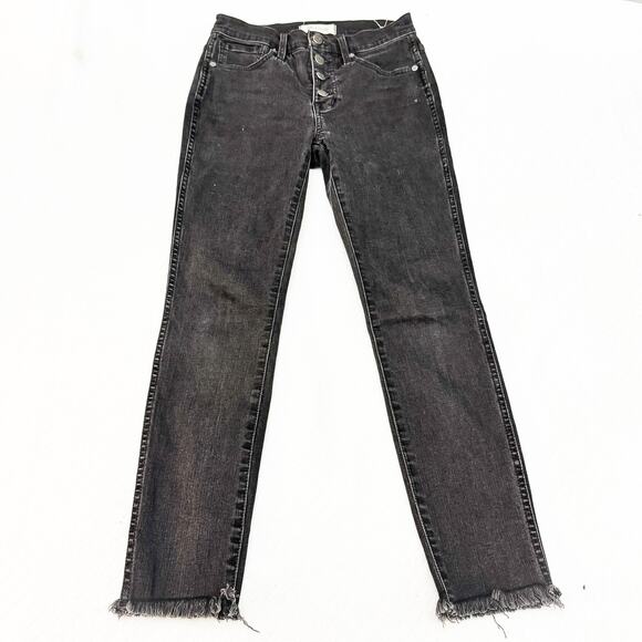 Madewell 10" High-Rise Skinny Button Fly Charcoal Denim Jeans Size 25P - Picture 2 of 10